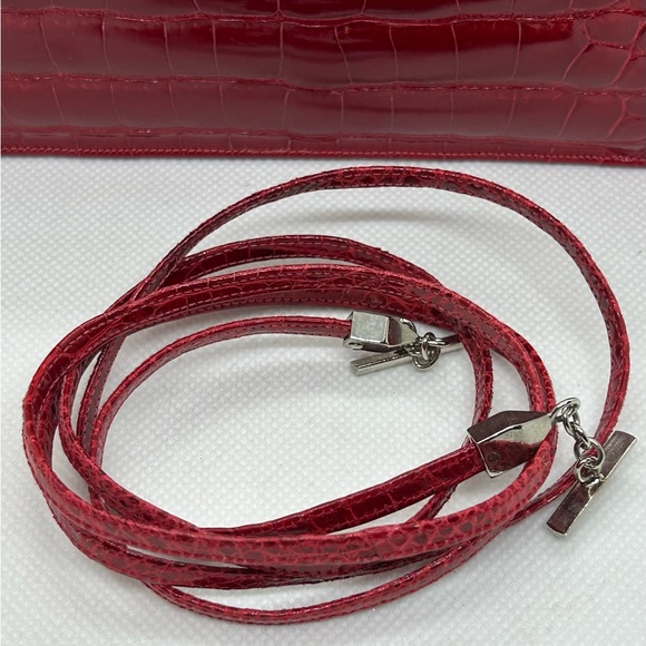 Judith Leiber Red Alligator Crocodile Clutch Shoulder Bag VERY RARE - Picture 11 of 12